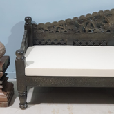 Handmade Indian Furniture Solid Mango Wood Carved Daybed Sofa Seat With Mattress